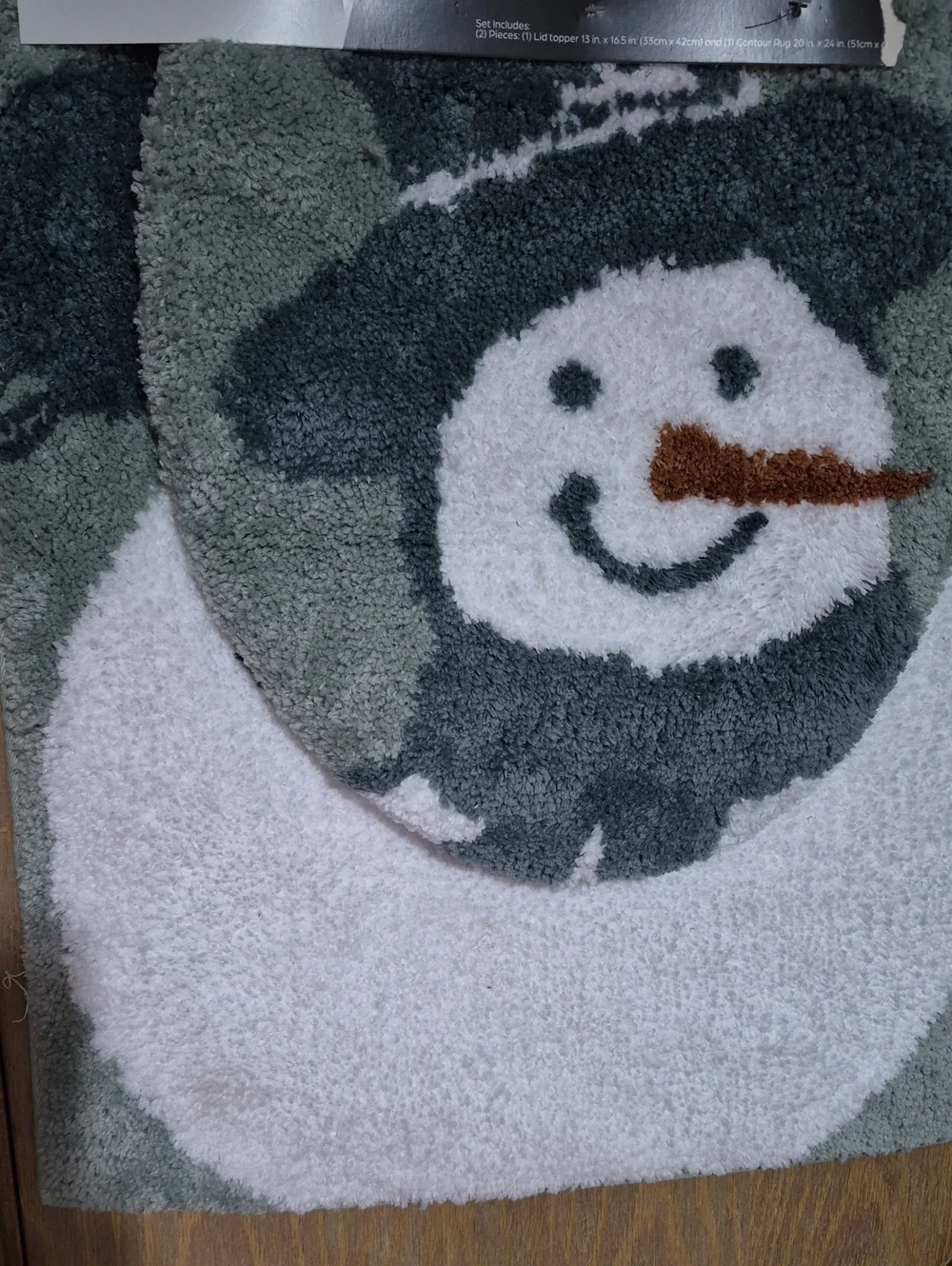 New Snowman Bath Rug Set - White and Gray Holiday Bathroom Accent